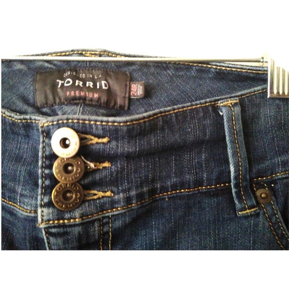 Torrid Womens Premium Distressed Blue Medium Wash Skinny Slim Denim Jeans US 24R - Picture 6 of 12